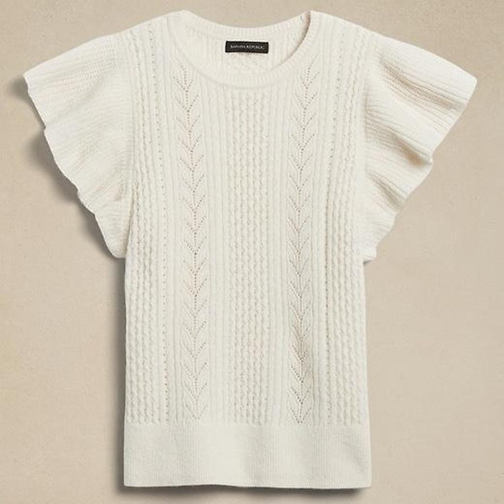 Banana Republic White Knit Blouse